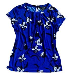 Liz Claiborne Bright Blue Floral Blouse